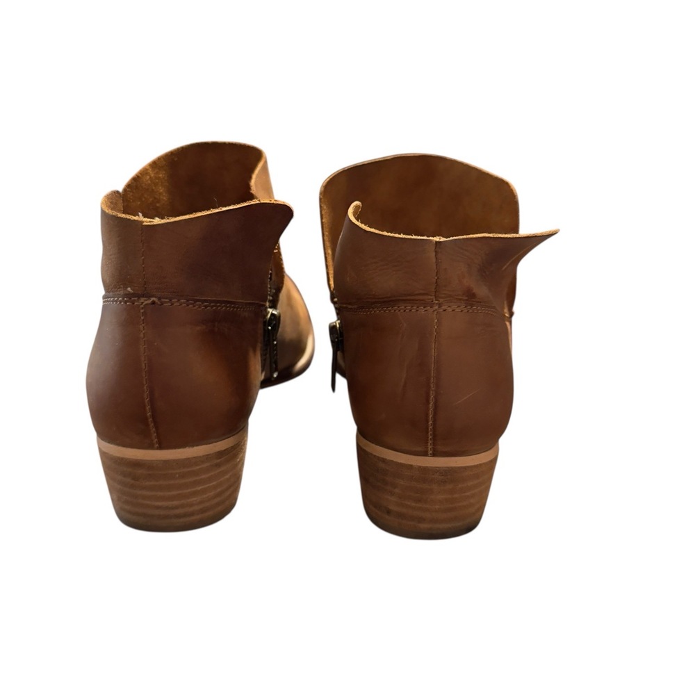 Anthropologie Seycheffe Womens Brown Suede Notched SlipOn Ankle Boots Size 6.5 - Picture 4 of 6